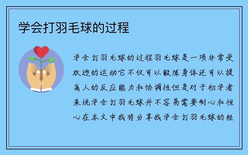 学会打羽毛球的过程